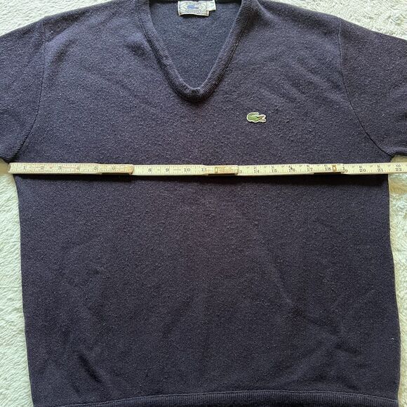 Lacoste Izod Vintage Sweater Rare V-Neck Navy Blue Men's Size Large Knit - Picture 4 of 5